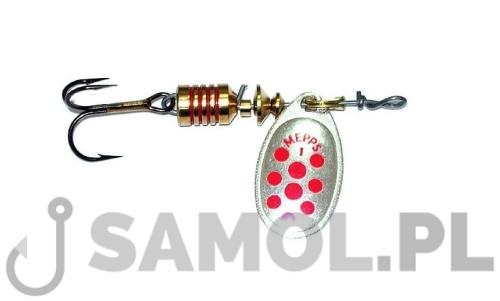 BŁYSTKA OBROTOWA MEPPS AGLIA DECORESS SREBRNA-CZERWONE KROPKI.jpg