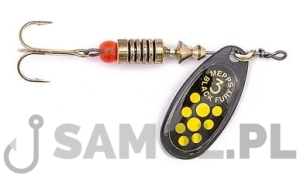 BŁYSTKA OBROTOWA MEPPS BLACK FURY CZARNA - ŻÓŁTE KROPKI