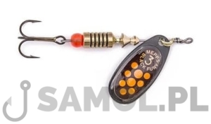 BŁYSTKA OBROTOWA MEPPS BLACK FURY CZARNA - POMARAŃCZOWE KROPKI